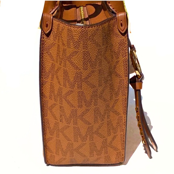 NWT MICHAEL KORS Kris Crossbody Monogram Satchel in Brown and Tan - Picture 4 of 10